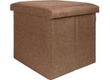 Intirilife Sgabello Pieghevole 38X38X38 Cm In Marrone Bernstein - Cubo Di Seduta Con Vano Portaoggetti E Coperchio In Tessuto Effetto Lino - Cubo Di Seduta Poggiapiedi Scatola Portaoggetti Panca A Cassapanca