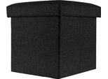Intirilife Sgabello Pieghevole 30X30X30 Cm In Diamond Black - Cubo Di Seduta Con Vano Portaoggetti E Rivestimento In Tessuto Effetto Lino - Cubo Di Seduta Poggiapiedi Contenitore Cassettiera Panchina