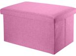 Intirilife Panca Pieghevole 78X38X38 Cm In KirschblÜTen Rosa - Cubo Di Seduta Con Vano Portaoggetti E Coperchio In Tessuto Effetto Lino - Cubo Di Seduta Poggiapiedi Scatola Portaoggetti Sgabello A Cassetta