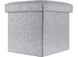 Intirilife Sgabello Pieghevole 30X30X30 Cm In Grigio Alaska - Cubo Di Seduta Con Vano Portaoggetti E Coperchio In Tessuto Effetto Lino - Cubo Di Seduta Poggiapiedi Scatola Portaoggetti Panca A Cassapanca