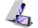 Cadorabo Custodia Per Cellulare Per Samsung Galaxy J1 2015 Custodia Protettiva In Argento Cover Etui Book Case Booklet