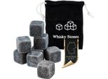 Intirilife Pietre Per Whisky In Granito Stone Grey - 9 Pezzi Cubetti Di Ghiaccio Riutilizzabili In Granito Con Sacchetto Di Conservazione Perfetti Per Il Whisky - Pietre Di Raffreddamento Cubetti Di Raffreddamento Pietre Per Whisky