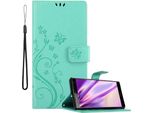 Cadorabo Cover Per Sony Xperia XZ2 Cover Protettiva In Turchese Cover Protettiva Cover Telefono Cellulare Cover Fiori Custodia Fiore