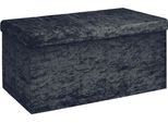 Intirilife Panca Pieghevole 76X38X38 Cm In Velluto Nero - Cubo Di Seduta Con Vano Portaoggetti E Coperchio Con Rivestimento In Velluto - Cubo Di Seduta Poggiapiedi Scatola Portaoggetti Sgabello A Cassapanca