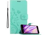 Cadorabo Cover Per Lg K10 2018 / K11 / K11 Plus Cover Protettiva In Turchese Cover Protettiva Cover Per Telefono Cellulare Cover Fiori Custodia Fiore