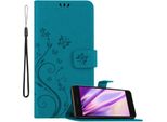 Cadorabo Cover Per Lg K8 2018 / K9 2018 Cover Protettiva In Blu Cover Protettiva Cover Telefono Cellulare Cover Fiori Custodia Fiore