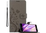 Cadorabo Cover Per Lg K10 2018 / K11 / K11 Plus Cover Protettiva In Grigio Cover Protettiva Cover Telefono Cellulare Cover Custodia Fiori Fiore