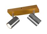 Trio 2 Faretti Da Soffitto Marley Argento Opaco Con Legno