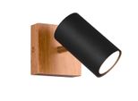 Trio 1 Faretto Da Parete Marley Nero Opaco Con Legno