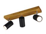 Trio 3 Faretti Da Soffitto Marley Bianco Opaco Con Legno