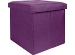 Intirilife Sgabello Pieghevole 38X38X38 Cm In Nebel Lila - Cubo Di Seduta Con Vano Portaoggetti E Coperchio In Tessuto Con Incavi - Cubo Di Seduta Poggiapiedi Scatola Portaoggetti Sgabello A Cassetta