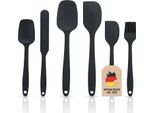 Intirilife Set Di Spatole In Silicone Da 6 Pezzi In Nero - Set Di Spatole In Silicone Antiaderente Utensili Da Forno Per Cucinare E Mescolare Resistenti Al Calore