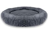 Intirilife, Soffice Lettino In Peluche Grigio Scuro Diametro 100 Cm - Morbido Cuscino Rotondo Antiscivolo Per Cani E Gatti, Comodo Divano Per Cani E Gatti