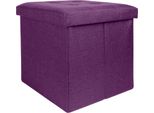 Intirilife Sgabello Pieghevole 30X30X30 Cm In Nebel Lila - Cubo Di Seduta Con Vano Portaoggetti E Coperchio In Tessuto Con Incavi - Cubo Di Seduta Poggiapiedi Scatola Portaoggetti Sgabello A Cassetta