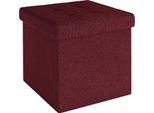 Intirilife Sgabello Pieghevole 30X30X30 Cm In Rosso Ciliegio - Cubo Di Seduta Con Vano Portaoggetti E Coperchio In Tessuto Con Incavi - Cubo Di Seduta Poggiapiedi Scatola Portaoggetti Sgabello A Cassapanca