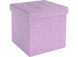 Intirilife Sgabello Pieghevole 30X30X30 Cm In Lotus Rosa - Cubo Di Seduta Con Vano Portaoggetti E Coperchio In Tessuto Con Incavi - Cubo Di Seduta Poggiapiedi Scatola Portaoggetti Sgabello A Cassetta