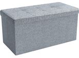 Intirilife Panca Pieghevole 76X38X38 Cm In Fels Grey - Cubo Di Seduta Con Vano Portaoggetti E Coperchio In Tessuto Con Incavi - Cubo Di Seduta Poggiapiedi Scatola Portaoggetti Cassapanca Sgabello Sedile
