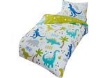 Rapport - Set Di Biancheria Da Letto "Roarsome"", Dinosauro AG1860 (Letto Singolo) (Bianco/Verde/Blu)"