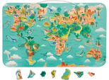 Janod Lavagna Magnetica In Legno Dinosauro Mappa Del Mondo Giocattolo Educativo