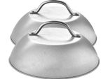 Intirilife 2X Campana Di Fusione A Cupola In Acciaio Inox In Argento - Per Arrostire Meglio La Carne, Cuocere A Vapore Le Verdure E Fondere Il Formaggio