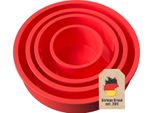 Intirilife Set Di 4 Pezzi Di Tortiere In Silicone Rosso - 10 Cm, 16,3 Cm, 19,8 Cm, 25 Cm - Tortiera Per Torte Per Cucinare Torte A Strati