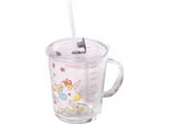 Bicchiere Per Bambini Intirilife Trasparente Con Coperchio, Scala E Cannuccia Con Disegno Di Unicorno - 400 Ml - Bicchiere Da Bere Per Bambini Bicchiere Per Bambini Con Manico Con Simpatico Motivo, Per Bere In Sicurezza Senza Rovesciarsi