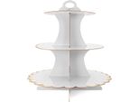 Intirilife Etagere In Cartone A 3 Livelli In Bianco - 30 / 24,5 / 18,5 X 33 Cm - Alzata Per Dolci In Cartone, Alzata Per Cupcake Alzata Per Cupcake Da Assemblare Da Soli