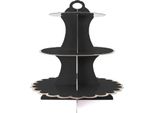 Intirilife Etagere In Cartone A 3 Livelli In Nero - 30 / 24,5 / 18,5 X 33 Cm - Alzata Per Dolci In Cartone, Alzata Per Cupcake Alzata Per Cupcake Da Assemblare Da Soli