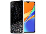 Custodia Cadorabo Per Xiaomi Redmi 9C / Redmi 10A In Nero Con Glitter Custodia Protettiva In Silicone Tpu Flessibile Con Glitter Scintillanti Custodia Cover Telefono Cellulare