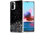 Custodia Cadorabo Per Xiaomi Redmi Note 10 4G / Redmi Note 10S In Nero Con Glitter Custodia Protettiva In Silicone Tpu Flessibile Con Glitter Scintillanti Custodia Cover Per Telefono Cellulare