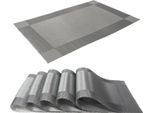 Intirilife 6X Tovaglietta In Pvc Grigio Chiaro - 45 X 30 Cm - Tovaglietta Da Tavolo Sottobicchiere Lavabile Resistente Al Calore Per Il Tavolo Da Pranzo Della Cucina