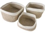 Intirilife Set Di 3 Pezzi Cesto Portaoggetti In Cotone Bianco - Beige - 22,5 X 16 X 11,5 / 27 X 20 X 13,5 / 33,5 X 22,5 X 14 Cm - Cesto Organizzatore Per Bagno Soggiorno Camera Da Letto Decorativo
