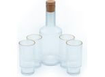 Set Caraffa In Vetro Intirilife Caraffa Con Tappo E 4 Bicchieri Con Bordo Dorato - Caraffa Capacità 1,7 Litri - Bicchieri Capacità 260 Ml - Caraffa In Cristallo Per Acqua Tè Freddo Vino Succo Di Frutta