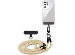 Catena Portacellulare Cadorabo Per Wiko View In Giallo - Grigio - Custodia Per Cellulare Con Cordoncino Regolabile Da Appendere Al Collo