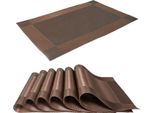 Intirilife 6X Tovaglietta In Pvc Marrone - 45 X 30 Cm - Tovaglietta Da Tavolo Sottobicchiere Lavabile Resistente Al Calore Per Tavolo Da Pranzo Cucina