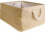 Cestino Portaoggetti Intirilife Con Maniglia In Beige - 41 X 31,5 X 21 Cm - Piegato 41 X 33,5 X 5,5 Cm - Pratico Contenitore Per Scaffali Come Decorazione Con Coperchio