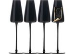 Intirilife 4X Bicchiere Da Champagne Dal Design Moderno In Nero - Capacità 220 Ml - Bicchiere Da Prosecco Champagne Lavabile In Lavastoviglie Vetro Di Cristallo Antiurto