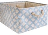 Intirilife Cestino Portaoggetti Con Manico In Blu Con Motivo - 41 X 31,5 X 21 Cm - Piegato 41 X 33,5 X 5,5 Cm - Pratico Contenitore Per Scaffali Come Decorazione Con Coperchio