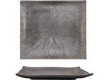 Intirilife Piatto Da Portata Per Sushi In Porcellana Nera - 23 X 20,5 X 2,8 Cm - Piatto Da Portata Per Sushi Giapponese Fatto A Mano Rettangolare