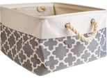 Intirilife Cestino Portaoggetti Con Maniglia In Grigio Con Motivo - 41 X 31,5 X 21 Cm - Ripiegato 41 X 33,5 X 5,5 Cm - Pratico Contenitore Per Scaffali Come Decorazione Con Coperchio