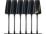 Intirilife 6X Calice Da Champagne Dal Design Moderno In Nero - Capacità 220 Ml - Bicchiere Da Prosecco Champagne Lavabile In Lavastoviglie Vetro Di Cristallo Antiurto
