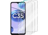 Cadorabo 3X Pellicola Protettiva Per Realme C35 In Crystal Clear Pellicola Protettiva Temperata Blindata Per Schermo