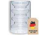 Bicchiere Termico A Doppia Parete Intirilife - Stile Scanalato - Capacità 190 Ml - Soffiato A Bocca Isolato Per Latte Macchiato, Come Bicchiere Da Tè O Da Caffè Con Manico