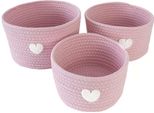 Intirilife Set Di 3 Cestini Portaoggetti Organizer In Rosa Con Patch A Cuore - 24 X 14 / 22 X 12,5 / 19 X 10 Cm - Pratici Cestini Portaoggetti Per Scaffali Come Decorazione