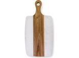 Tagliere Intirilife In Legno E Marmo Bianco 35 X 18 X 1,5 Cm - Tagliere Da Cucina, Tagliere Con Manico Per Pane E Formaggio Decorazione Per Cucina E Servizio