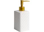 Dispenser Per Sapone In Ceramica Intirilife In Bianco Con Motivo Orientale - Capacità 290Ml - Dispenser Per Sapone Dispenser Per Sapone Manuale Per Cucina Bagno