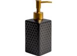 Dispenser Per Sapone In Ceramica Intirilife In Nero Con Motivo Orientale - Capacità 290Ml - Dispenser Per Sapone Dispenser Per Sapone A Mano Per Cucina Bagno