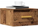 Vidaxl Comodino A Parete In Legno Antico 35X35X20 Cm