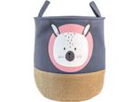 Intirilife Grande Cesto Portaoggetti Per Bambini In Lino - Cesto Portaoggetti Per La Camera Dei Bambini - Cesto Portabiancheria Pieghevole - Cesto Portagiochi Per Bambini, Organizer, Decorazione Per La Stanza, Animale Coniglio Grigio