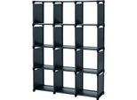 Intirilife Scaffale Modulare Con 12 Scomparti In Nero - Libreria Aperta - Scaffale A Innesto, 12 Cubi - Scaffale Per Studio, Soggiorno, Ufficio - Sistema Di Scaffalatura